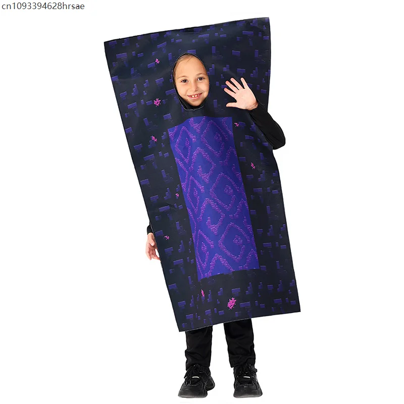 

Unisex Game Theme Party Cosplay Junge Mädchen Purple Block Halloween World Book Day Stage Performance Costume for Enfant