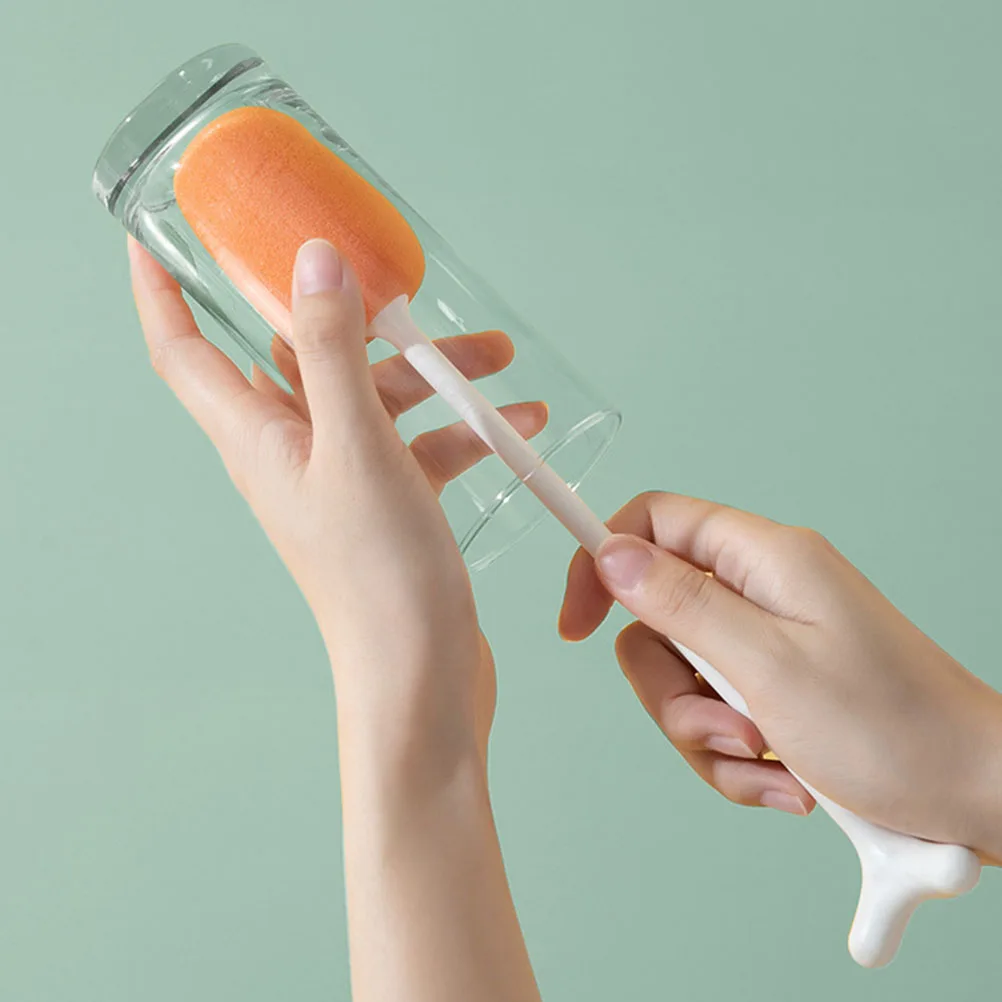 

2 шт., губка с длинной ручкой, щетка для бутылок, бытовой очиститель для стеклянных чашек с водой, удаление коротких пятен, скруббер для чайной кружки, многоразовый