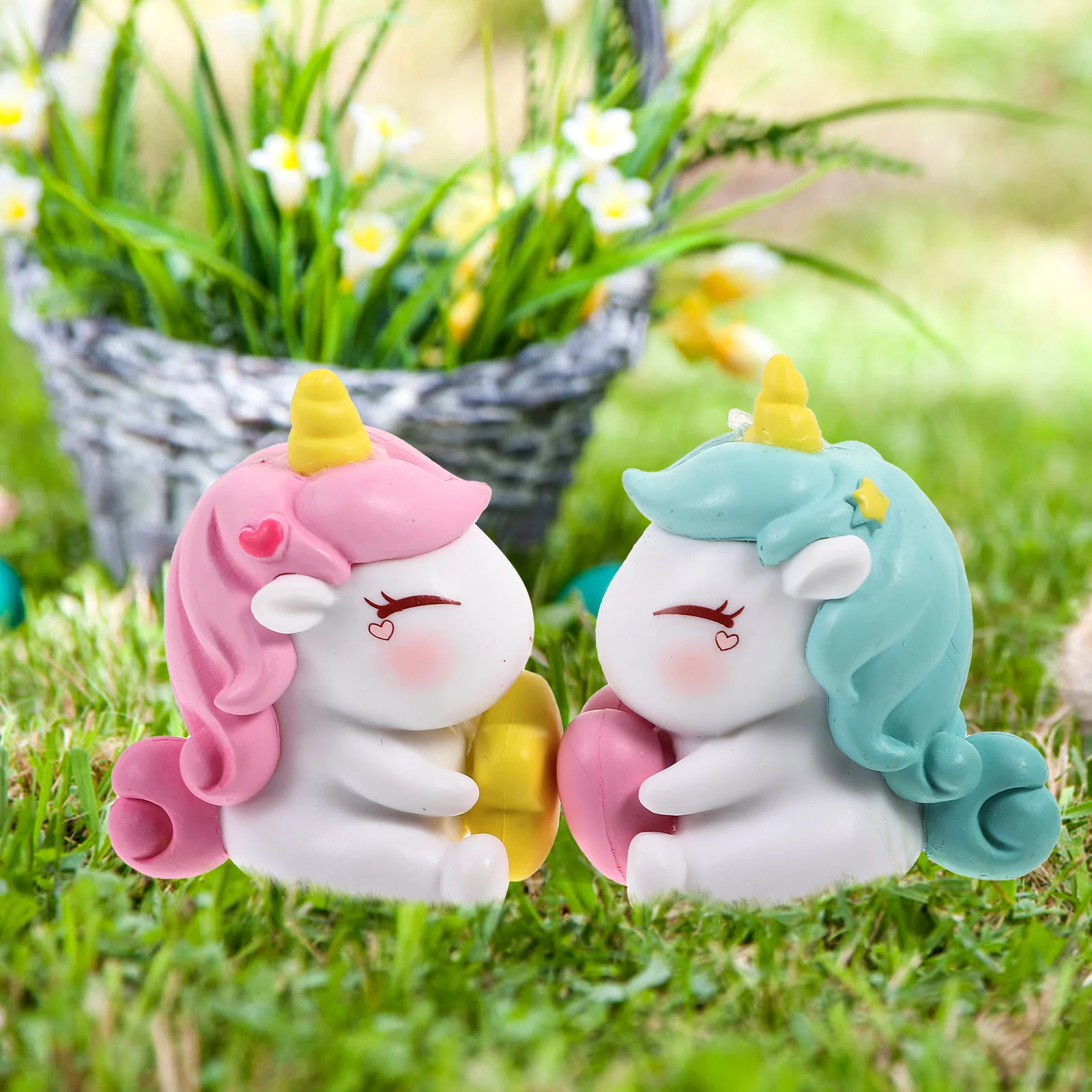

4pcs Unicorn Figurines Resin Decorations Lightweight Easy to Decorate Suitable for Succulents Fences Potting Accessories
