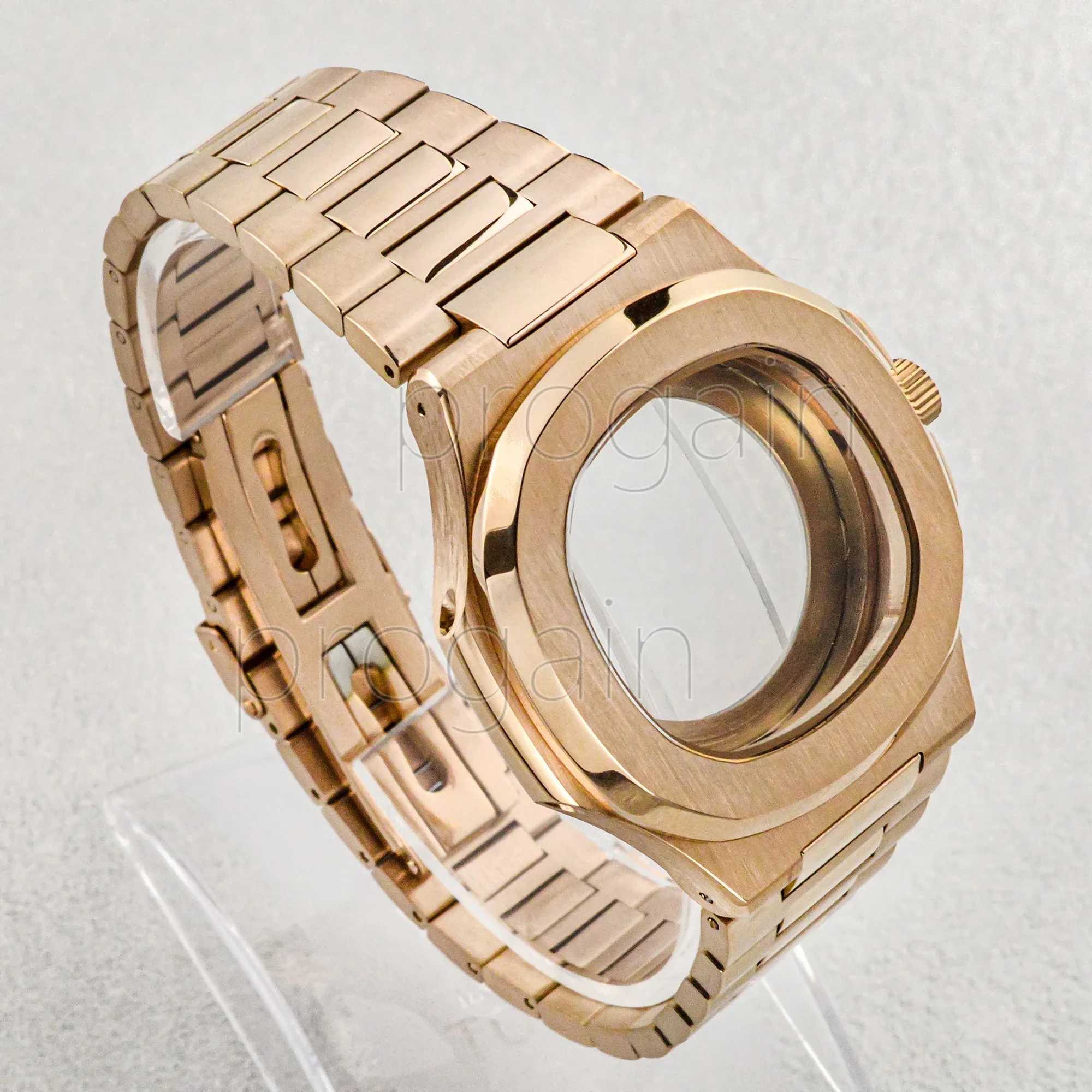 41mm Stainless Steel Watch Case&Strap/Bracelets Rose Gold  Fit Nautilus NH35 Automatic Movement 30.5mm Dial Accessories parts