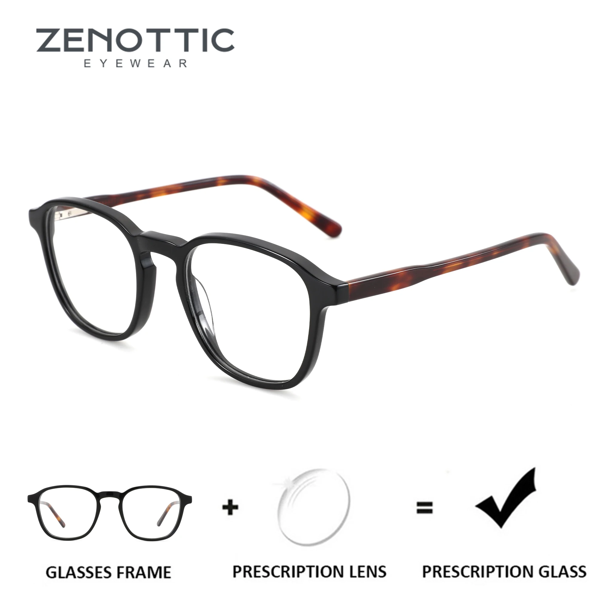 

ZENOTTIC Handmade Acetate Square Prescription Glasses Fashion Round Myopia/Progressive Eyewear Optical Eyeglasses for Unsiex