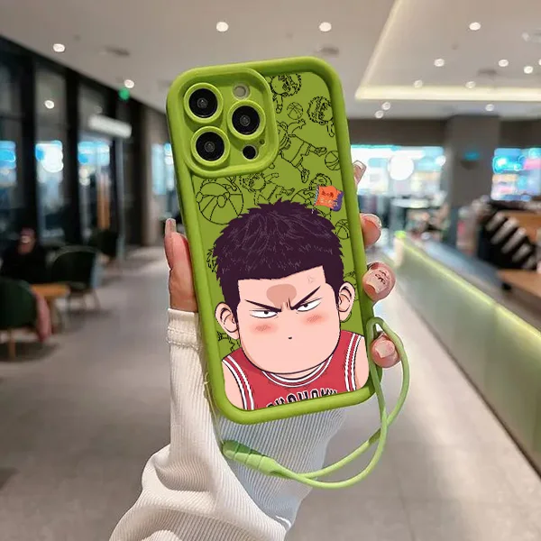 SLAM DUNK Sakuragi Hanamichi Phone Case For iPhone 16 15 14 13 12 mini 11 8 7 Pro Max Plus Cover Eyes Ladder Rope Soft Silicone
