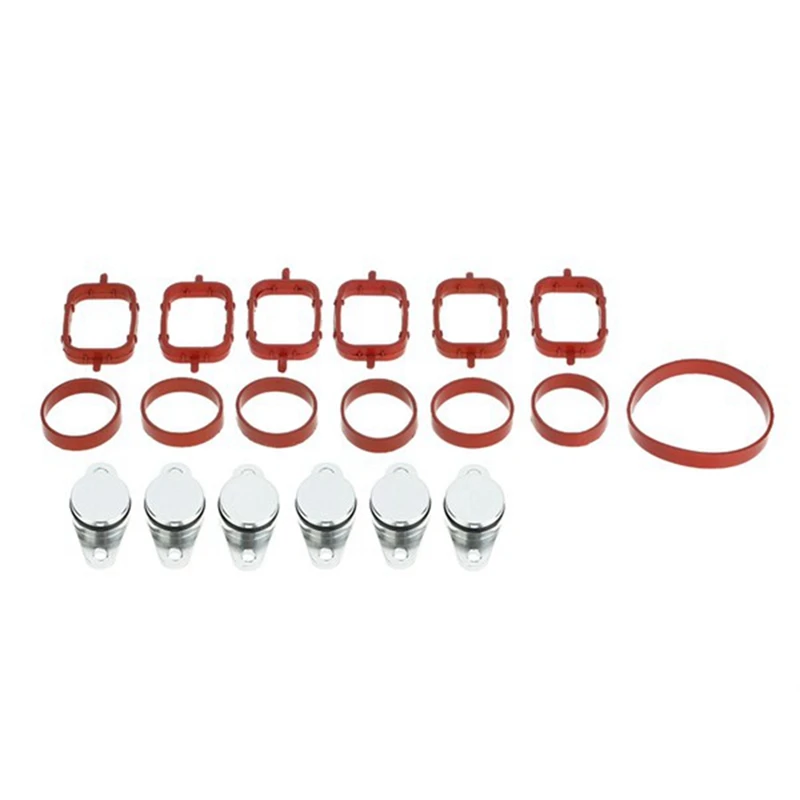 19PCS Car Intake Manifold Blind Plugs&Gasket Kit 11612246945 For BMW 525D 530D 535D X3 X5 X6 M47 M57N Elring 1617790198 Parts