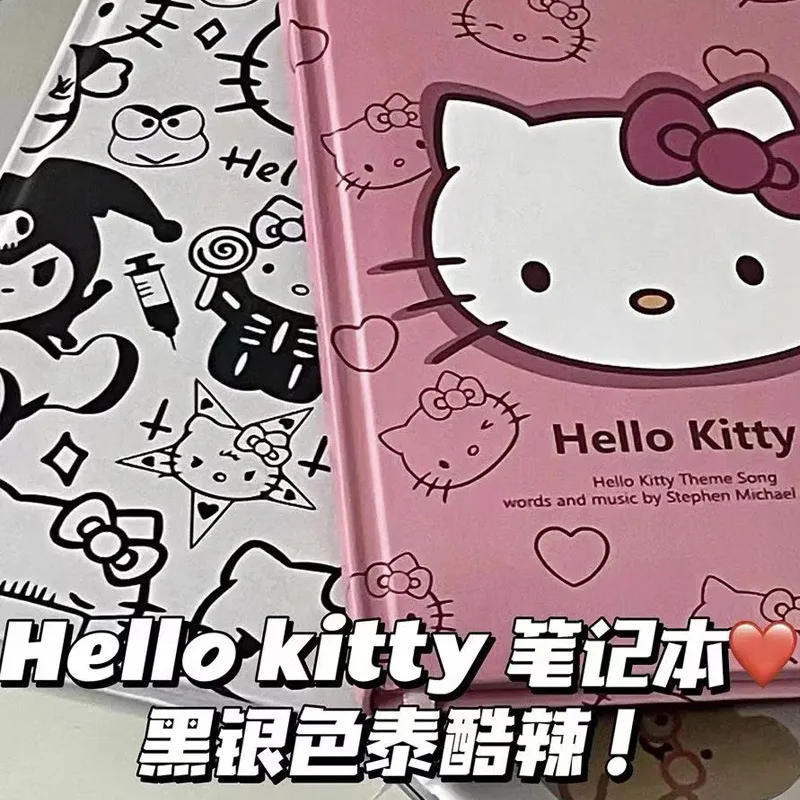 Sanrio Cute Hello Kitty Notebook Good-Looking Girly Heart Coloring Page Pink Leather Student Learning Stationery Notepad Gift