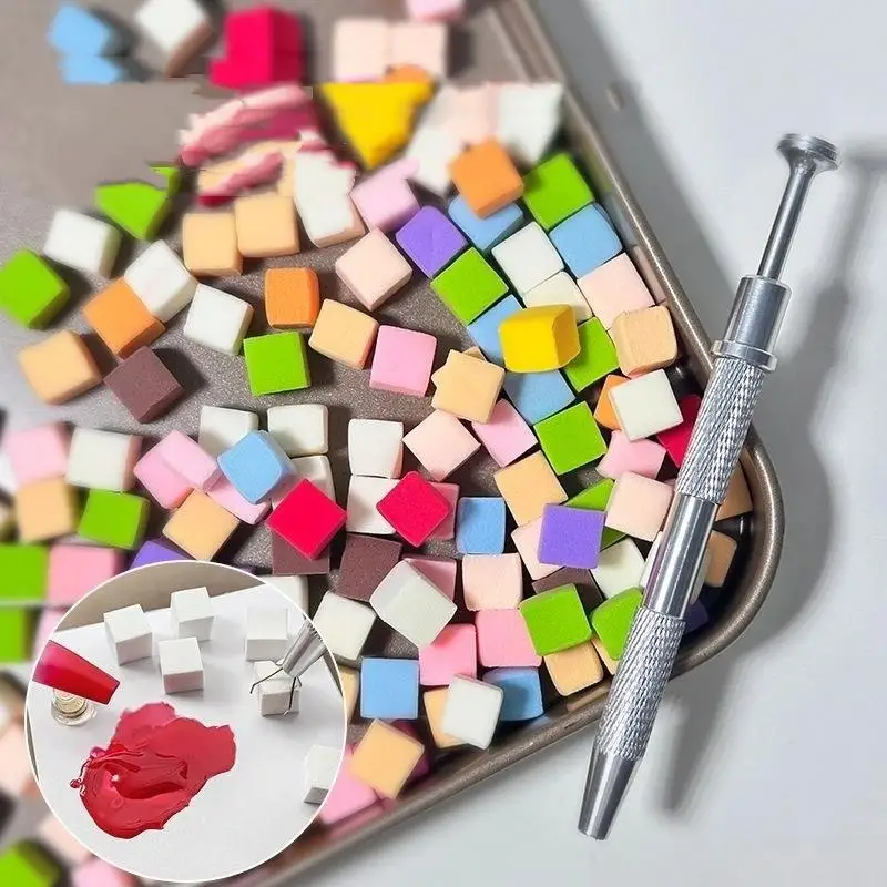 رائجة البيع 100 قطعة/صندوق التدرج الإسفنج فرشاة مع أدوات لمسمار الفن هلام فرشاة تلميع بريق مسحوق مانيكير التبعي #1