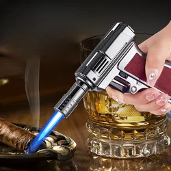 High Temperature Metal Lighter Outdoor Windproof Butane Gas Turbo Multipurpose Welding Gun Inflatable Lighter Men's Somking Tool