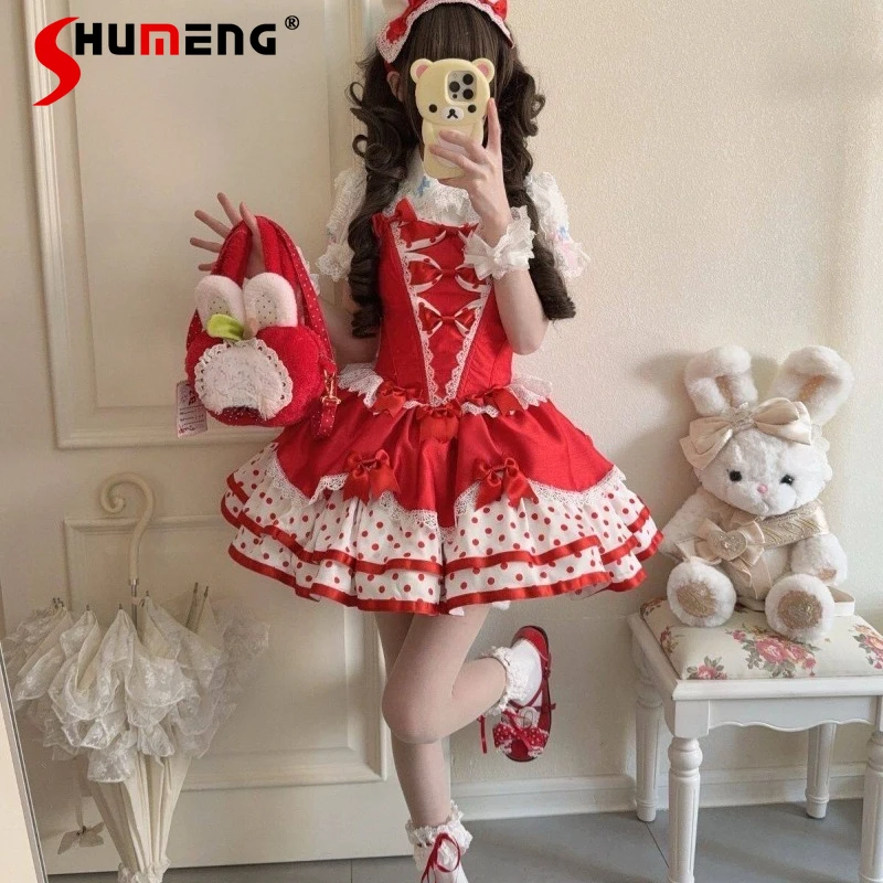 

Ladies Sweet Chic Silm Fit Dresses Japanese Original Lolita Fishbone Suspender Dress Birthday Party Clothes 5 Color Available