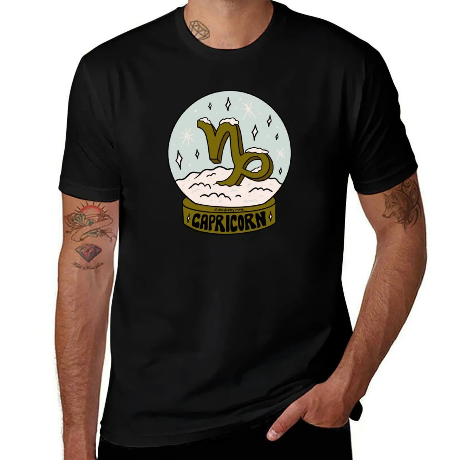 Capricorn Snow Globe T-Shirt man t shirt cotton T-Shirt