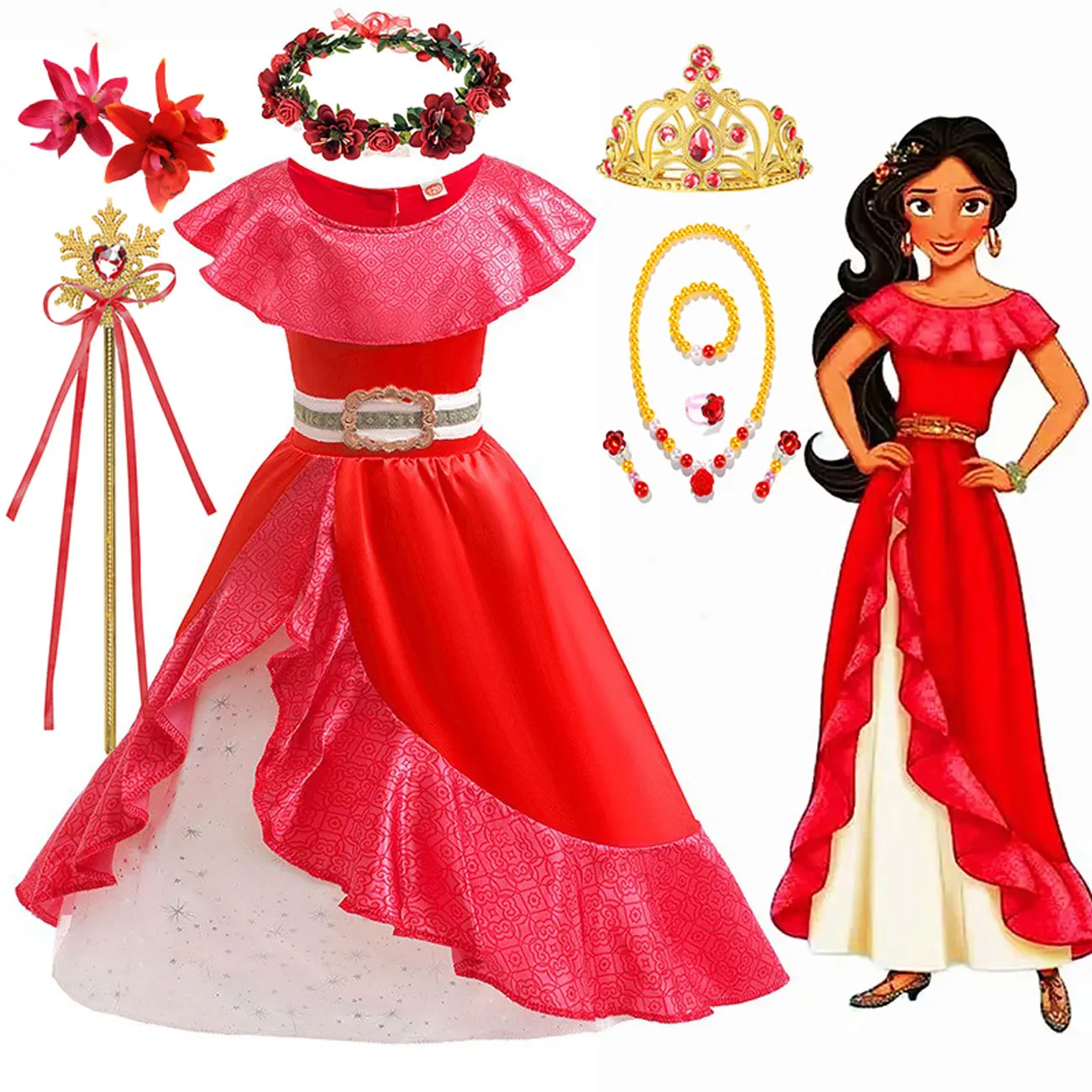 

Disney Princess dress Elena Girl Cosplay Fancy Dress Halloween 2024 Children Birthday Party Gift Fancy Frock Anime Role Play