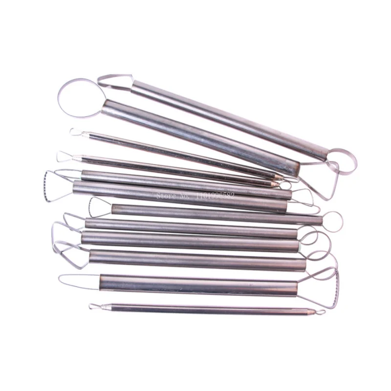 Pottery Stainless Steel Clay Sculpture Scraper 12pcs DIY Ceramic Doll Model Repair Billet Pull Billet Sculpture Molding Tools