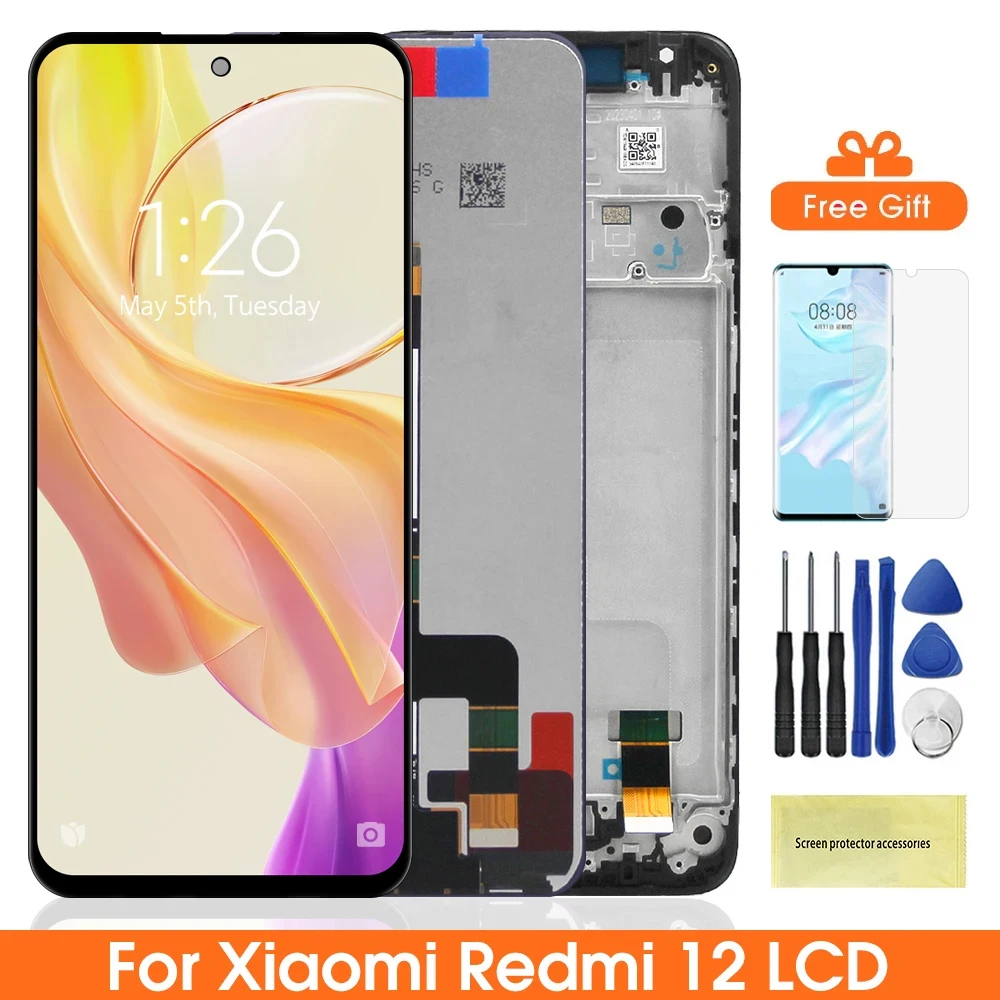 Lcd-scherm voor Xiaomi Redmi 12 4G LCD-display voor Redmi 12 23053RN02A 23053RN02Y 23053RN02I vervangend scherm voor Redmi 12 touchscreen digitizer volledige montage met reparatiekit