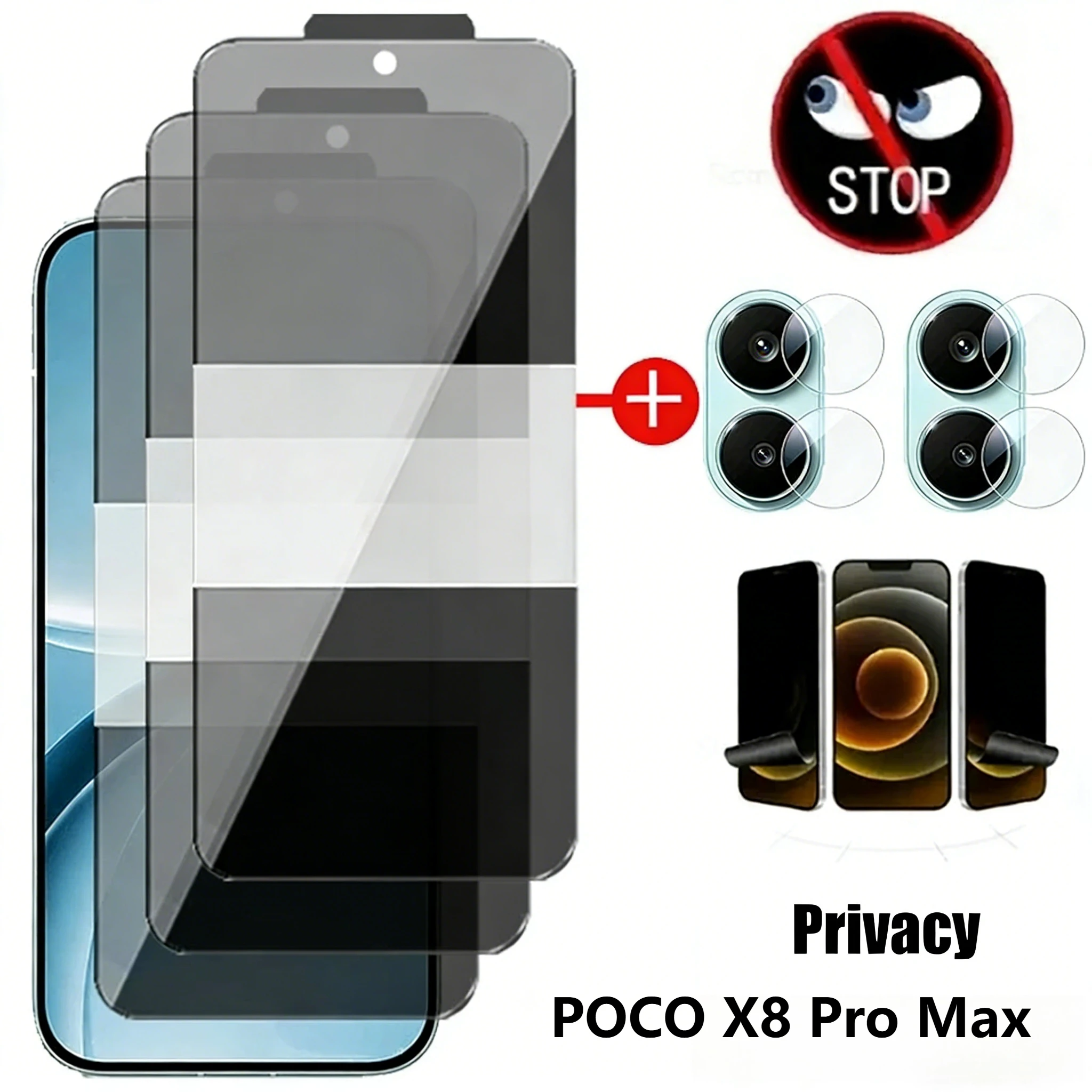 Privatsphäre Anti-Spionage Sichtschutzfolie für Poco X8 Pro Max Redmi Turbo 5 Max HD Transparente Klare Kameralinsen-Schutzfolie Set