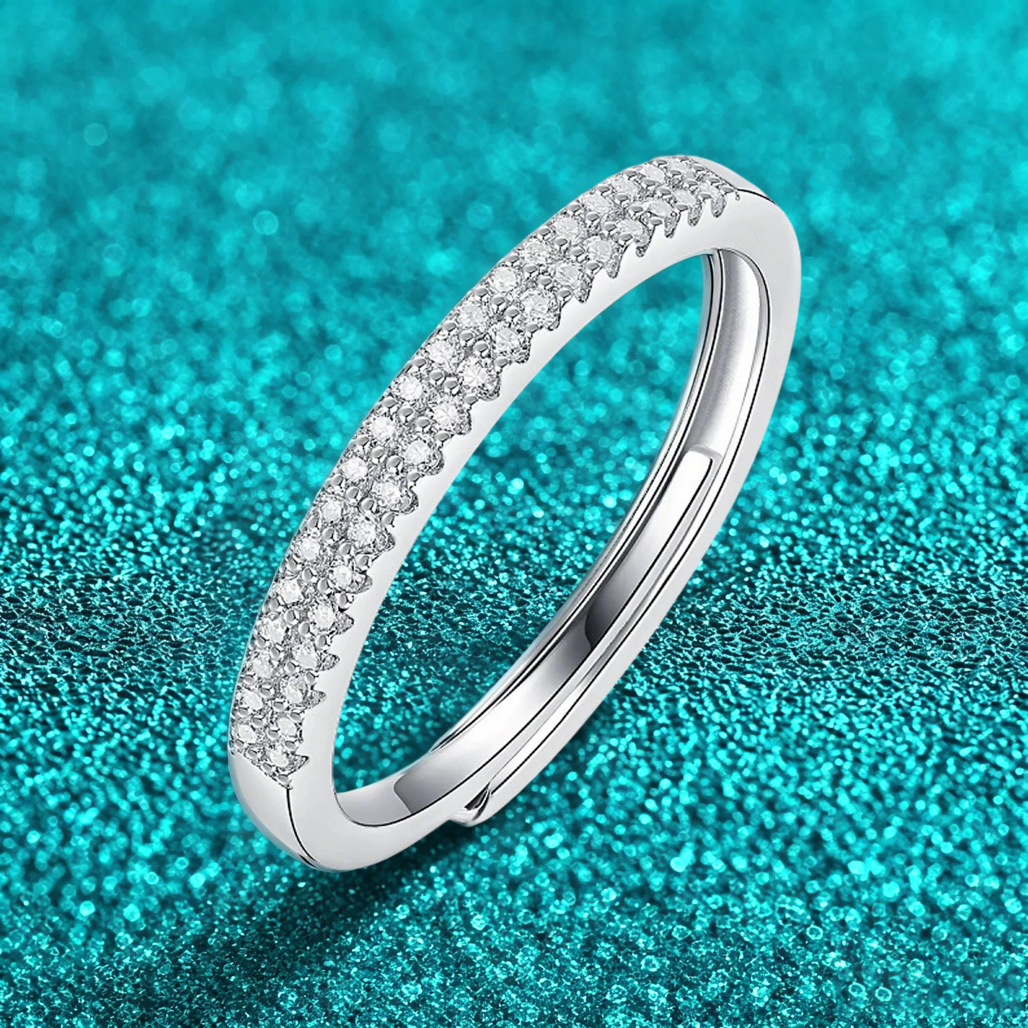 

Ts 925 Sterling Silver Moissanite Pave Ring for Women 18k White Gold Plated Ring for Engagement D Color Moissanite Fine Jewelry