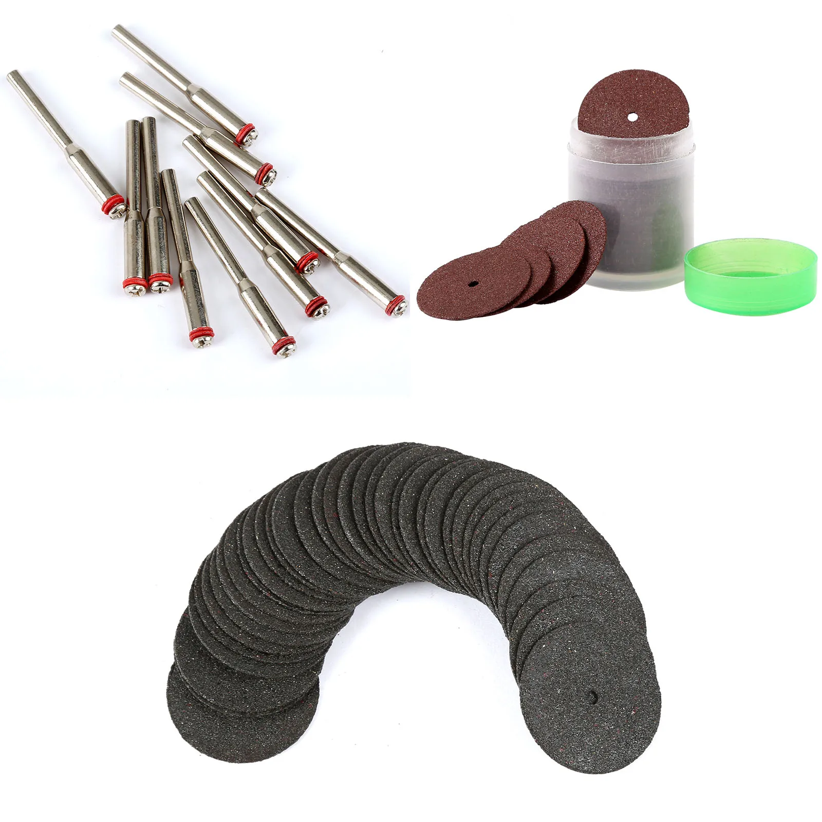 72 قطعة ملحقات دريمل 24 مللي متر قطع أقراص قطع عجلات طحن القرص ل أداة دوارة لقطع المعادن + 10 قطعة 3.175 مللي متر مغزل