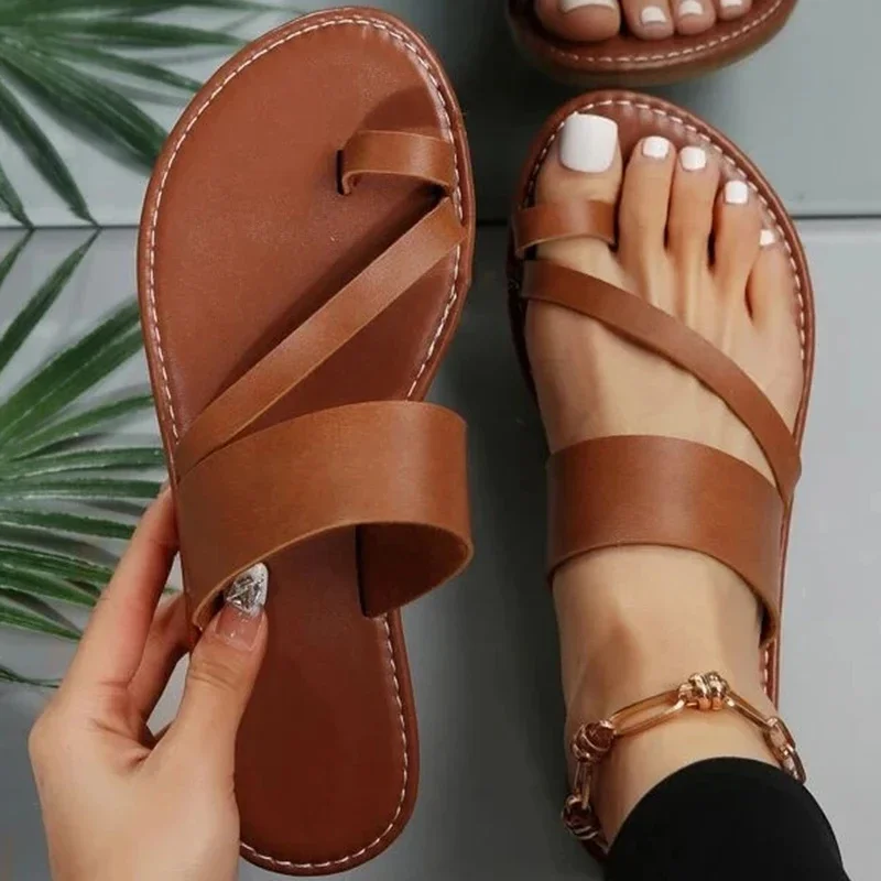 Women Minimalist Thong Sandals 2024 New Fashion Flat Sandals Summer Outdoor Beach Vacation Leisure Woman Shoes