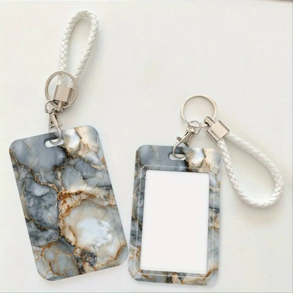 Marble ID Card Holder Plastic Heavy Duty 2 Card Case For Doctor Nurse Student Staff Bank Access Card ID Protection