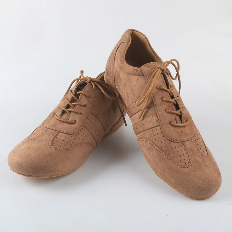 

Wedopus Light Tan Faux Suede Practice Sneakers for Dancing Suede Sole Salsa Rumba Modern Party Dancing Footwear Soft Soles
