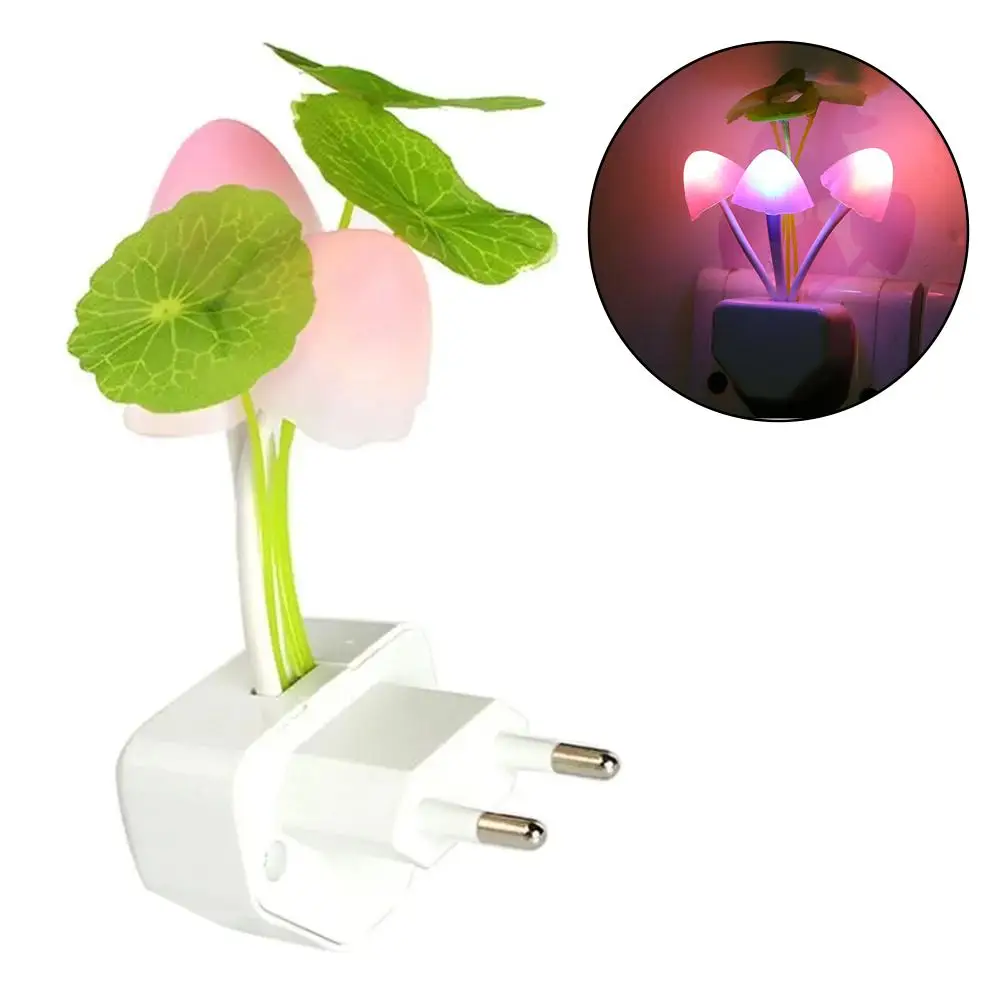 

Новинка 2026: Ночник-гриб с 3 LED-лампами, разноцветный светильник-гриб, с датчиком освещенности, вилка EU