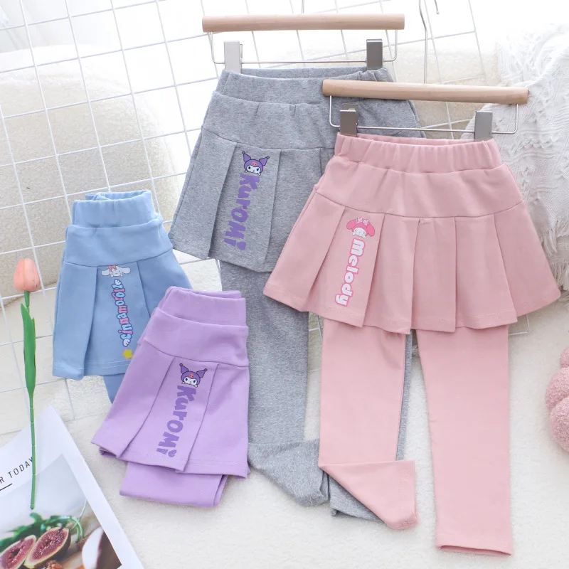 

Lovely My Melody Kuromi Cinnamoroll Anime Culottes Kawaii Sanrio Autumn Babys Pants Girls Leggings Cotton Tide Gift for Kids