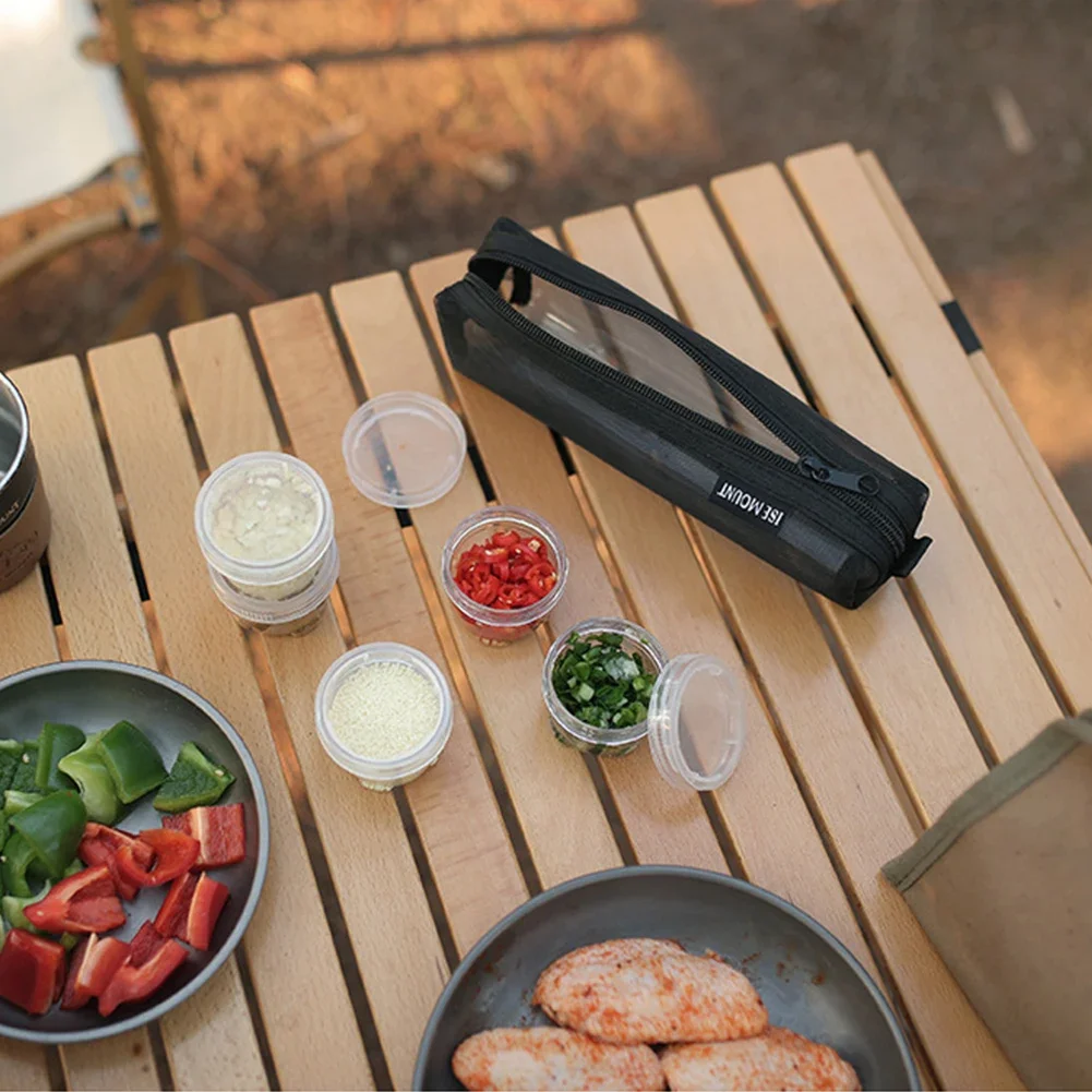 Condiment Container Set with 5 Transparent Spice Jars Hiking Spices Set Camping Seasoning Container for Picnic Cooking Barbecue