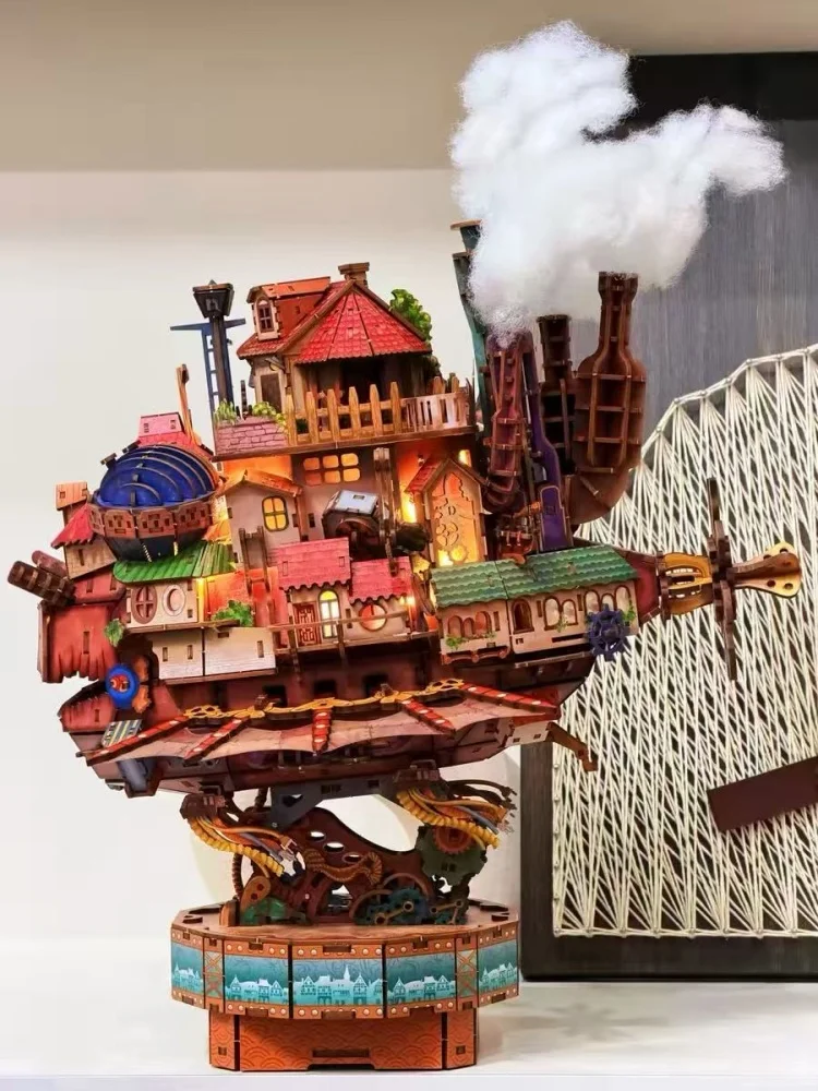 Auf Lager: Tonecheer Reiseboot Holzpuzzle Baukasten Diorama Modellbausatz Puppenhaus 3D Holz Zerlegbares Schlossmodell Geschenk