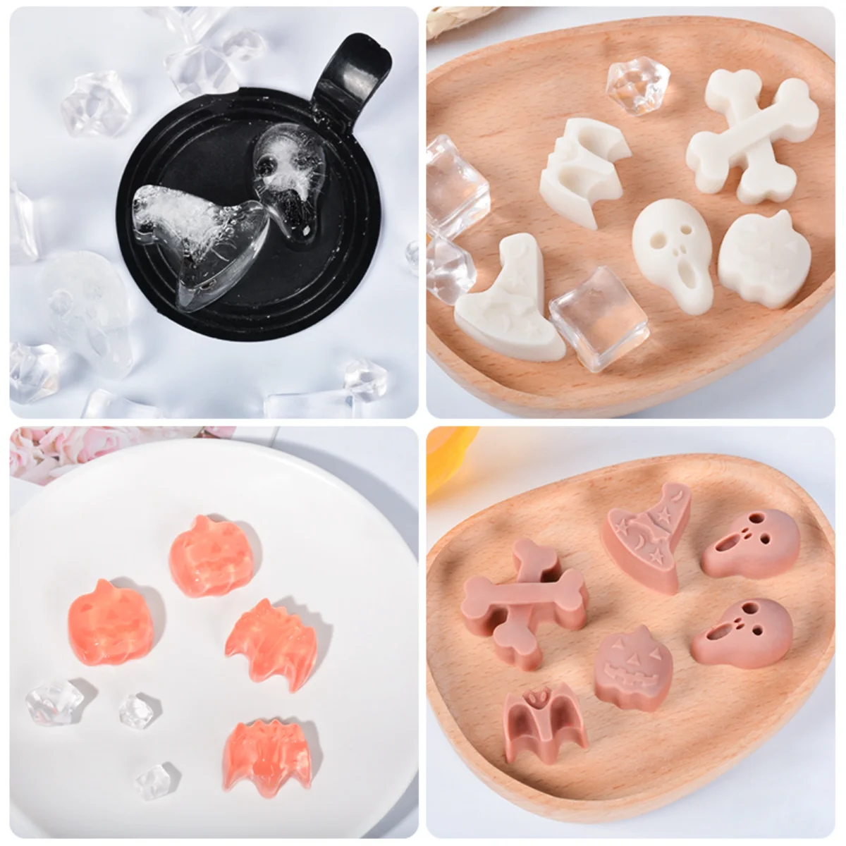 Multicavity Pumpkin Ghost Silicone Chocolate Mold DIY Bat Witch Hat Candy Biscuit Making Baking Mould Halloween Party Cake Decor