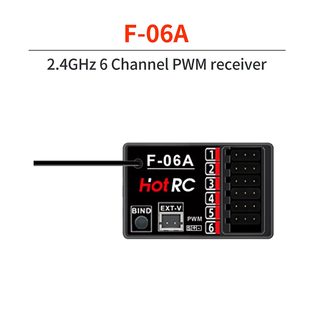 HOTRC DS650 Radio Transmitter 6Channels 300M 2.4CHZ Remote Controller Built-in 1500mAh With F-06A Receiver For RC Car Boat Robot