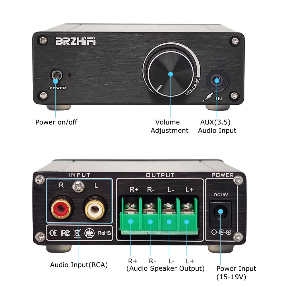 الصوت 80WX2 مكبر كهربائي رقمي تشويه فائقة منخفضة MA12070 عالية الطاقة ستيريو الصوت أمبير حجم صغير 2.0 قناة HiFi