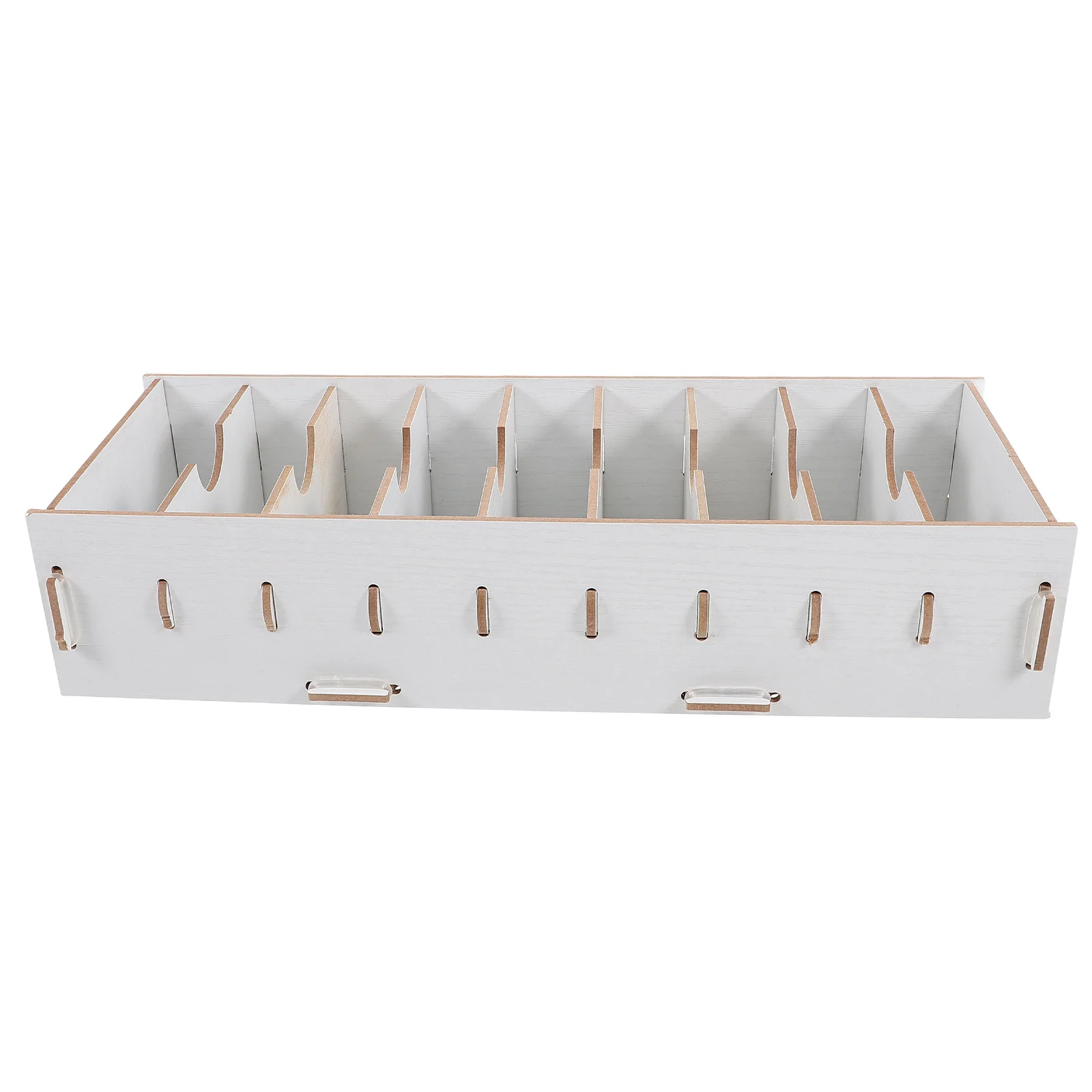 حامل سطح المكتب لبطاقات العمل الخشبية البيضاء للبطاقات والشارات، معرض الاستقبال المكتبي، ديكور البيئة الاحترافي