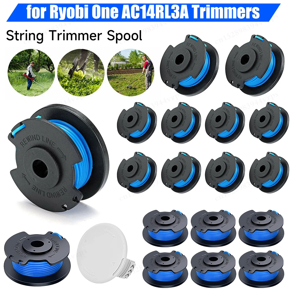

1-10Pcs Trimmer Spools for Ryobi One 18V 24V 40V AC14RL3A String Trimmers Spools and Caps for Cordless Grass Trimmer