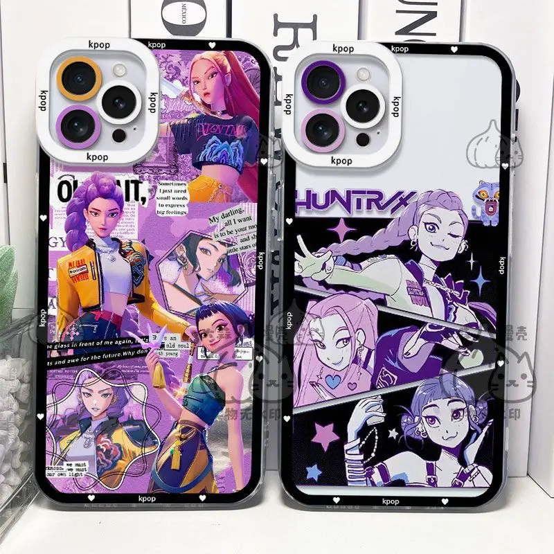 حافظة من السيليكون الشفاف KPop D-Demon H-Hunters لهاتف iPhone 16 E 15 14 11 Pro Max 13 12 Mini XS Max XS X 8 7 Plus غطاء مقاوم للصدمات