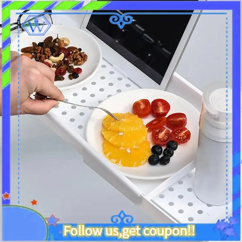 

Easy To Use Bath Tub Tray Extendable Draining Bath Tray Space-Saving Household Bathtub Shelf Small Storage Tray For Towels Glass