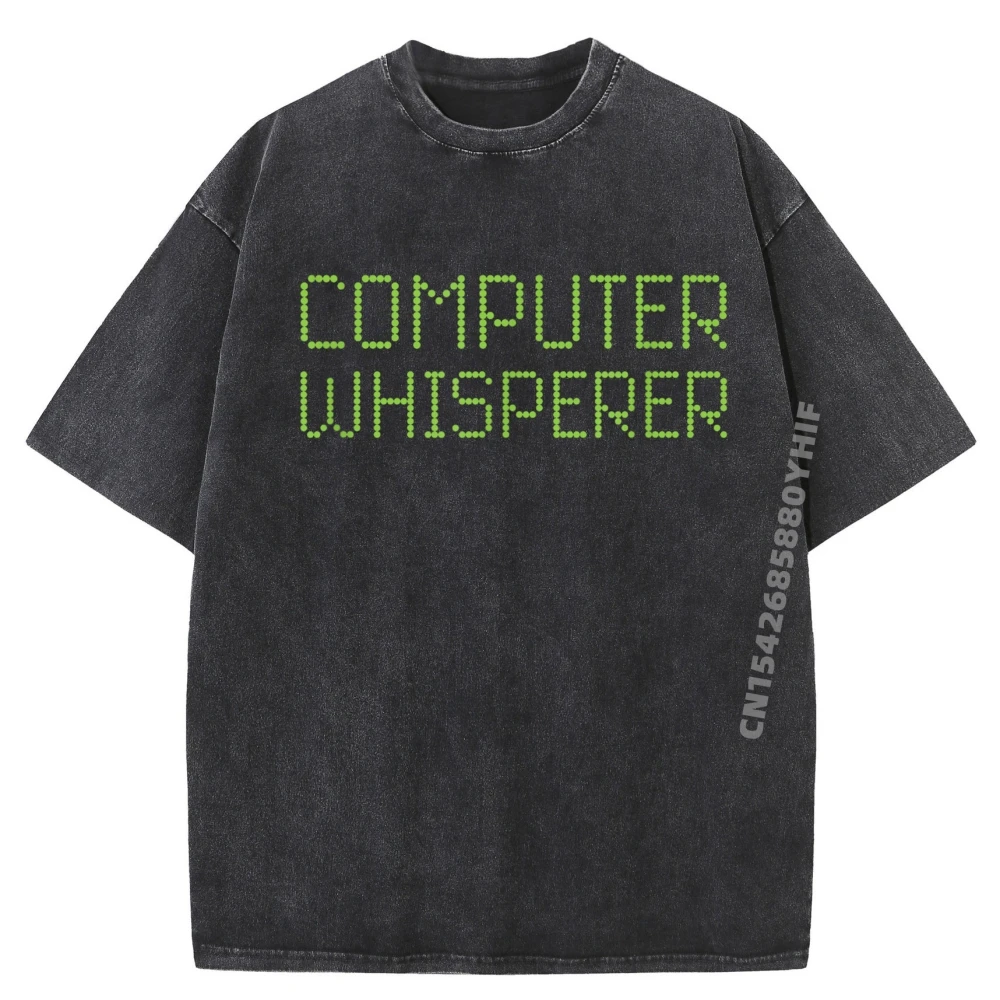 

Computer Whisperer It Technician Nerd Geek Geeky Tech Vintage T Shirt Mens T Shirt Letter Printed Washed Shirt