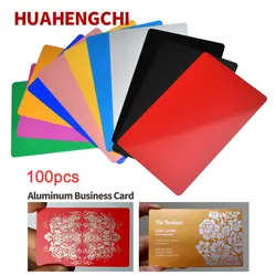 Metal Business Card Blanks Name Cards CNC Laser Engraving Aluminum Sheet Colorful Aluminum AlloyTesting Material100Pcs One Color