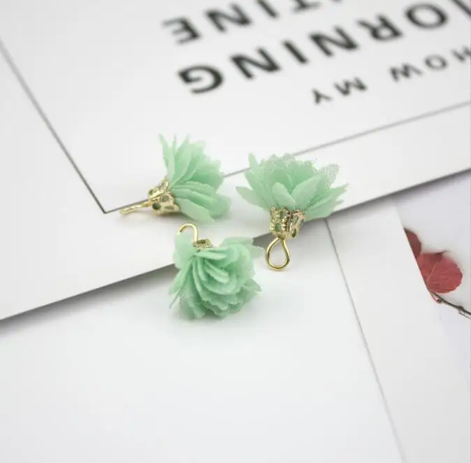 fabric flower charm Mixed Golden Cap Butterfly Flower Tassel Charms Earring Pendant for DIY Keychain Strap Jewelry Making
