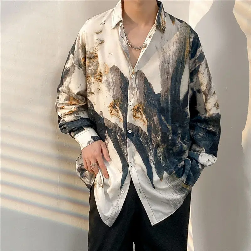 

Hawaii Dance Sle Long Sve Floral Print Men's irt Beach Casual Polyester Fiber Stand Fit Autumn Season Cany T ...