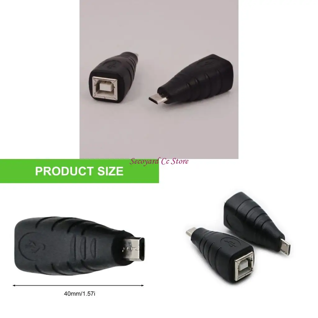

N3UC USB Type B Female To Micros USB Male Adapter Connectors For Printer Devices Charging and Data Transfer ABS Materials