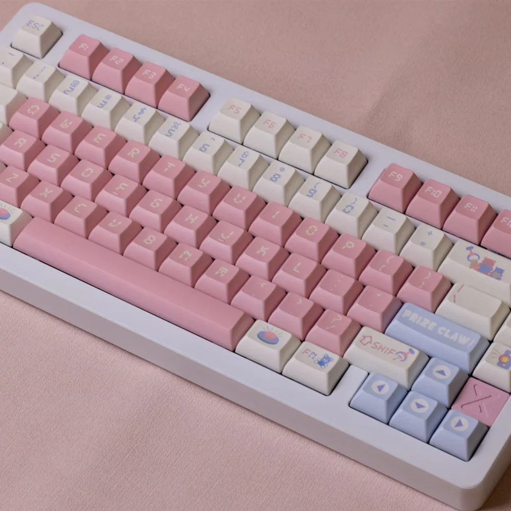 Imagem -04 - Estilo Rosa Bonito Teclado Mecânico Keycap Máquina Boneca Pbt Perfil Kca Dye Sub 142 Chaves Iso Enter Gh60 Gk61 Sk64 Rk68 Rk87