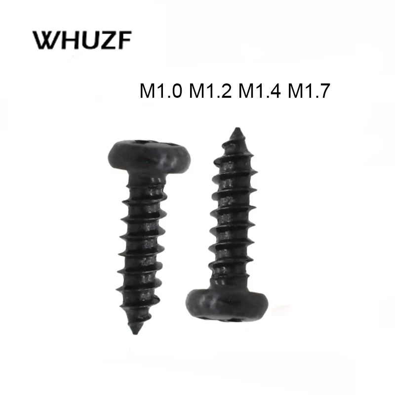 1000pcs M1.0 M1.2 M1.4 M1.7mm Carbon Steel Mini Micro Small Phillips Round Pan Head Cross Round Pan Head Self-tapping Wood Screw