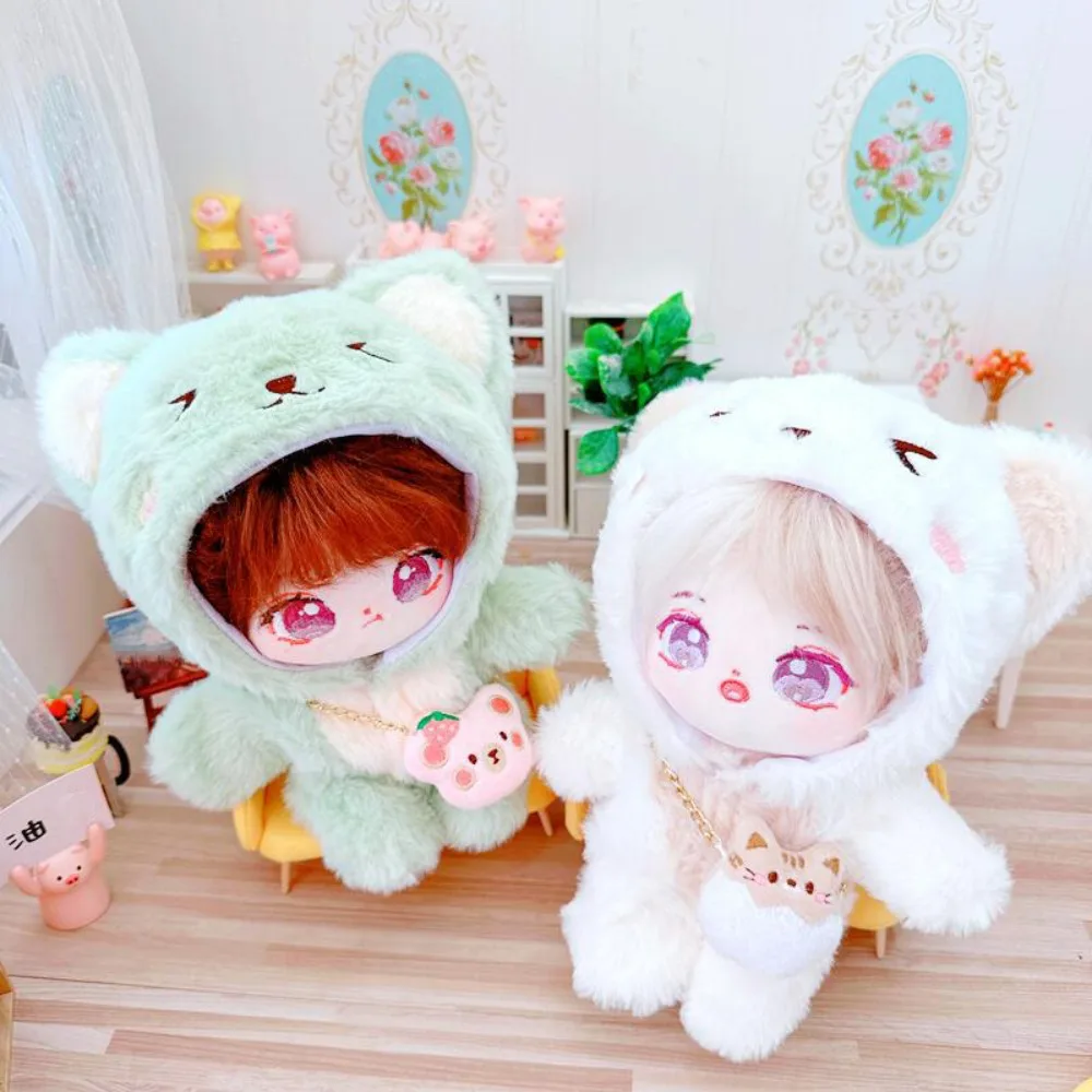 

Cat Jumpsuit Cotton Doll Clothes Plush Kawaii Idol Dolls Clothes Cute Dress Up Doll Winter Outfit 20cm Cotton Doll