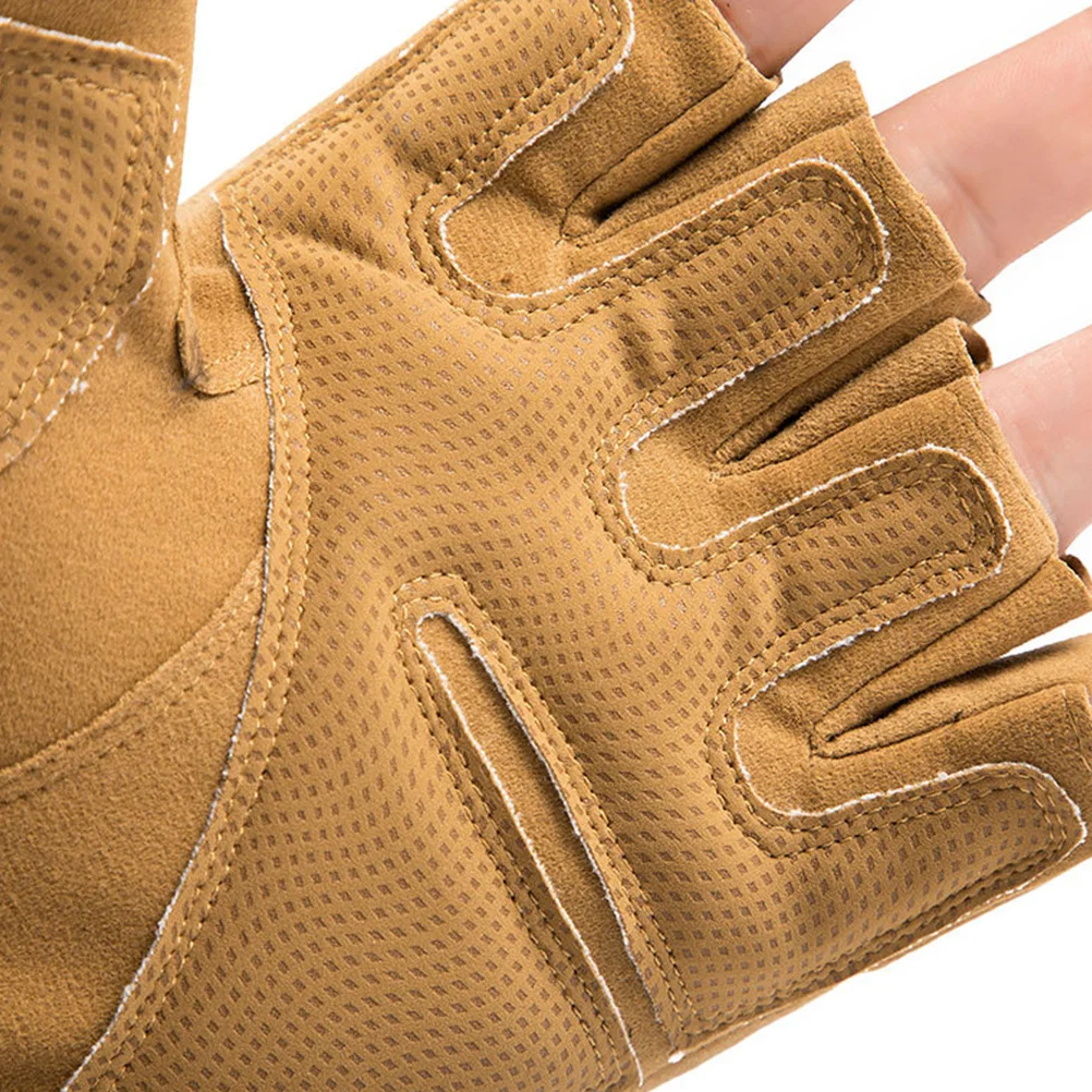 

1Pair Outdoor Mountaineering Gloves Half Finger Cycling Wear-Resistant Non-Slip Breathable Fabric Easy to Take Off Khaki M