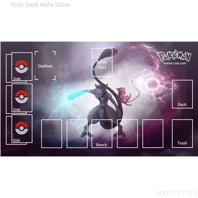Multi Style Anime TCG Battle Playmat, Card Game Table Mat with Clear Zone Lines, Non Slip Rubber Gaming Mousepad