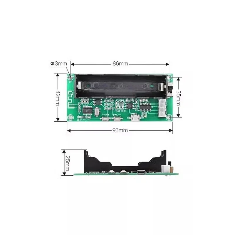 XH-A153 Scheda Amplificatore Stereo a Basso Consumo con Batteria al Litio, Bluetooth 5.0, Doppio Canale 2 Ch, 3W+3W, DC 5V, Chip PAM8403