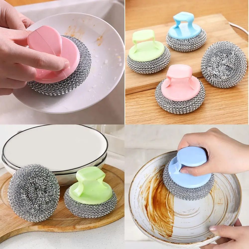 with Handle Cleaning Ball Non-stick Oil Oil Removal Pot Cleaning Brushes Kitchen Accessory Dish Washing Tool for Housekeeping