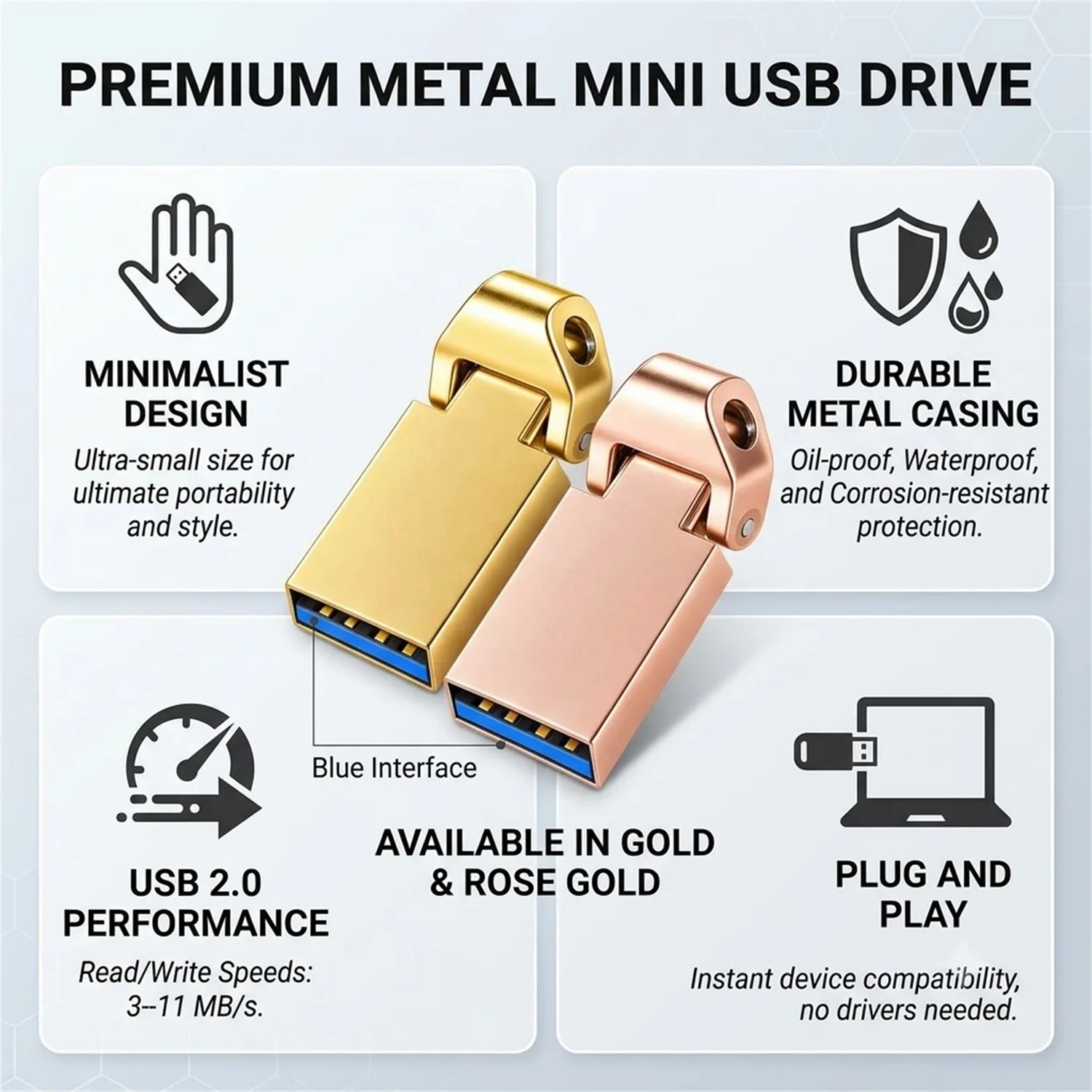 Super Mini USB2.0 Flash Drive 128GB Waterproof Pendrive 64GB 16GB USB Adapters Pen Drive 32GB Real Capacity Memory Stick 8GB