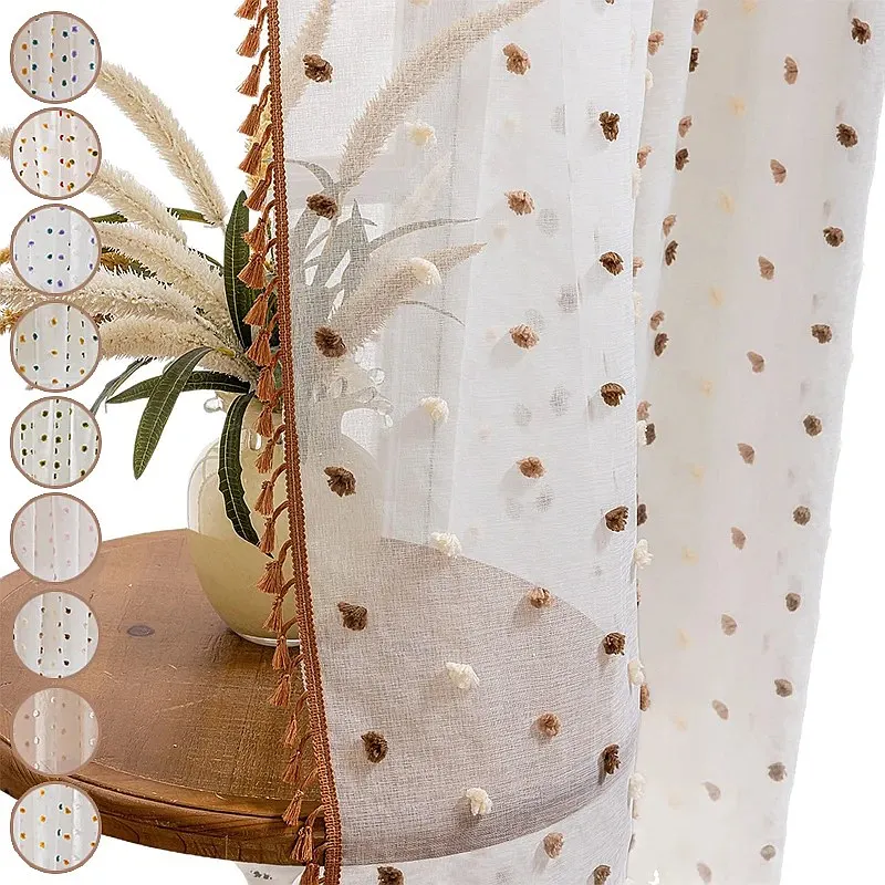 Sheer Window Curtains Light Filtering  Privacy Protecting Voile Drapes Simple Modern Home Decor for Living Room Bedroom Balcony
