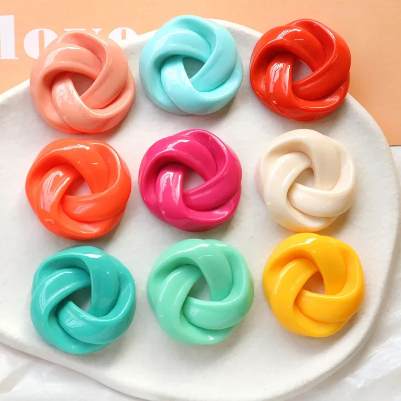 5pcsins small fresh candy color twist shaped circle diy resin accessories earrings hairpins material material wholesale