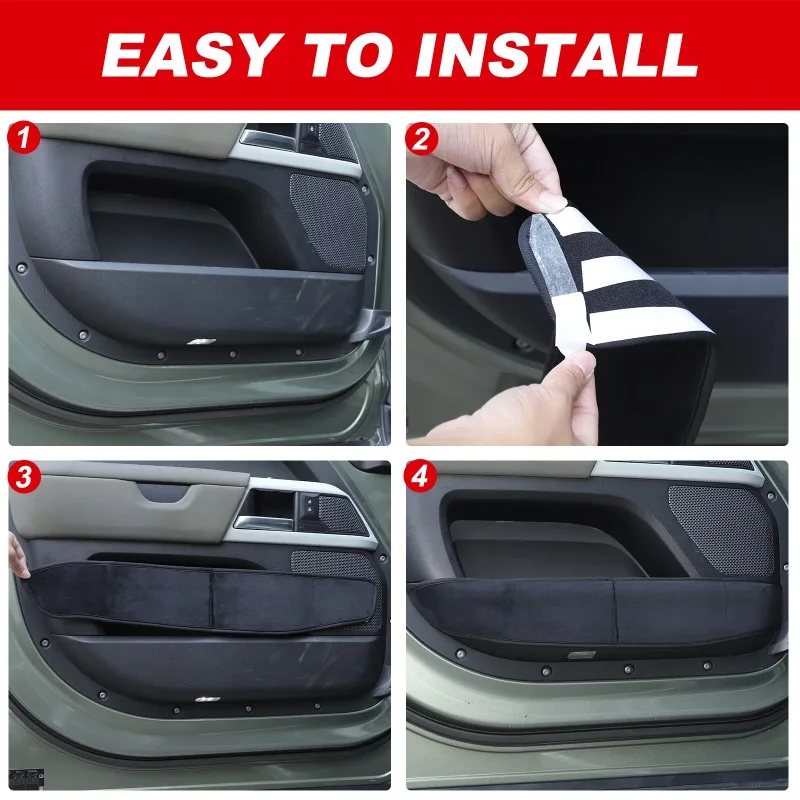 Protectores de alféizar de puerta de terciopelo, alfombrillas antiincrustantes para Land Rover Defender 2020 2021 2022 2023 2024 2025 + accesorios interiores de coche