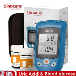 Sinocare Safe AQ UG 2 in 1 Blood Glucose & Uric Acid Monitor kit with Strips for Blood Sugar Meter Diabetes Gout Pregnant
