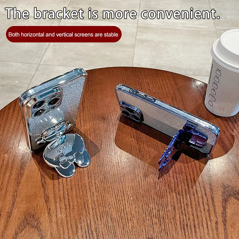 럭셔리 글리터 골드 도금 커버 브래킷 토끼 미러 케이스, 삼성 갤럭시 A55 5G, A15, A14, A16, A25, A35, A54, A33, A53, A34, A36 용